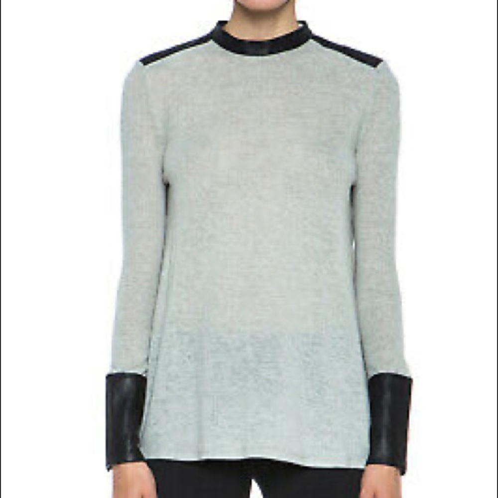 Helmut Lang ‘Angora Cozy’ top with black leather trim. S.